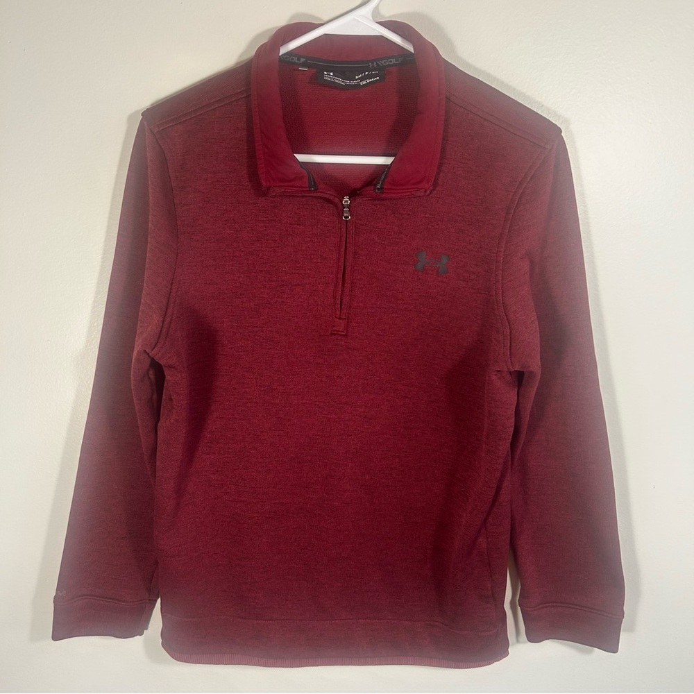 Under Armour ColdGear Golf 1/4 Zip Loose Fit Pullover 〰️ Men’s S 〰️ Maroon Red